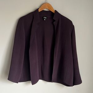 Eileen Fisher Purple Textured Cropped Open Front Jacket